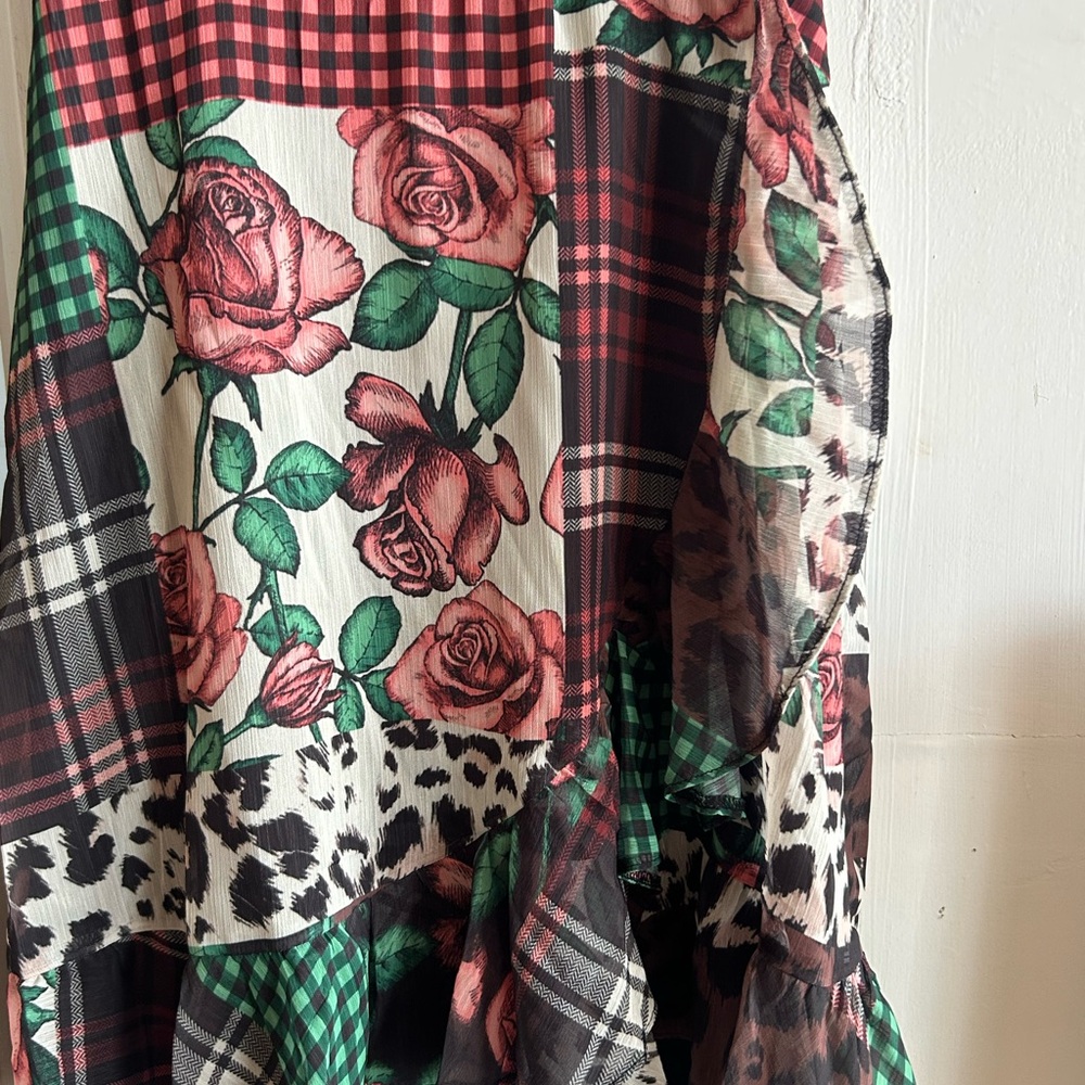 Miss Selfridge Floral Patchwork Mini Dress - Green, Pink, Black - Picture 3 of 6